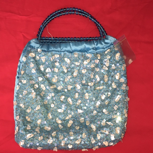 Blue Sequin Night Out Bag - Picture 4 of 15